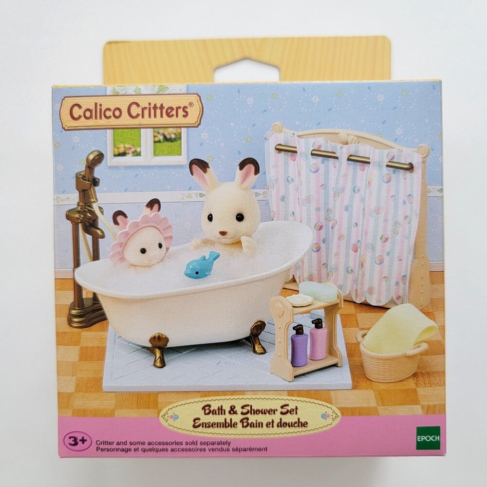 Calico Critters Bath & Shower Set,  antique-style furniture set -new